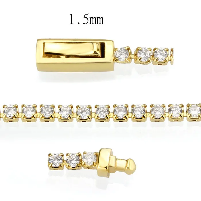 Alamode 3W1680 Gold Brass Bracelet with AAA Grade CZ in Clear Bracelets Alamode 3W1680 Gold Brass Bracelet with AAA Grade CZ in Clear Bracelets