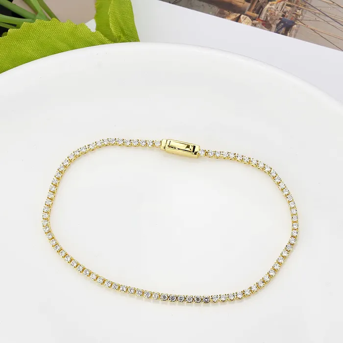Alamode 3W1680 Gold Brass Bracelet with AAA Grade CZ in Clear Bracelets Alamode 3W1680 Gold Brass Bracelet with AAA Grade CZ in Clear Bracelets