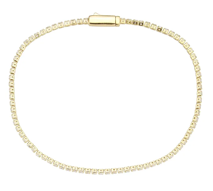 Alamode 3W1680 Gold Brass Bracelet with AAA Grade CZ in Clear Bracelets Alamode 3W1680 Gold Brass Bracelet with AAA Grade CZ in Clear Bracelets