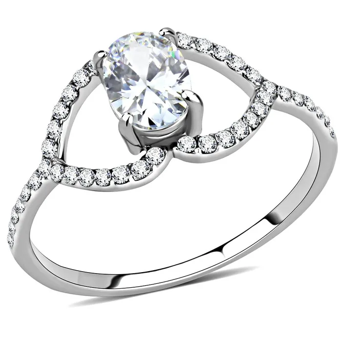 Alamode DA137 High polished no plating Stainless Steel Ring with AAA Grade CZ in Clear Rings Alamode DA137 High polished no plating Stainless Steel Ring with AAA Grade CZ in Clear Rings