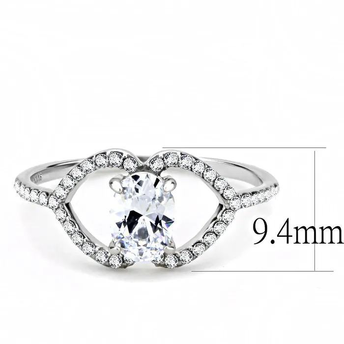 Alamode DA137 High polished no plating Stainless Steel Ring with AAA Grade CZ in Clear Rings