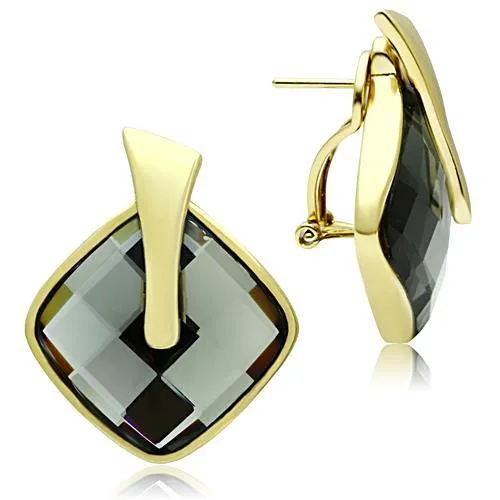 Alamode Earrings GL342 IP GoldIon Plating Brass Earrings with Synthetic Synthetic Glass in Black Diamond Alamode Earrings GL342 IP GoldIon Plating Brass Earrings with Synthetic Synthetic Glass in Black Diamond