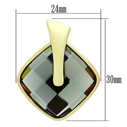 Alamode Earrings GL342 IP GoldIon Plating Brass Earrings with Synthetic Synthetic Glass in Black Diamond