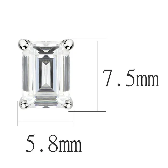 Alamode Earrings LO4633 Rhodium Brass Earrings with Cubic in Clear
