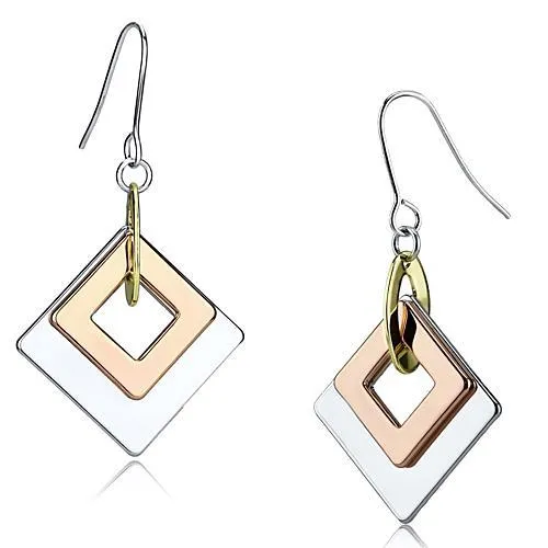 Alamode LO2676 Rhodium Gold Rose Gold Iron Earrings with No Stone Earrings