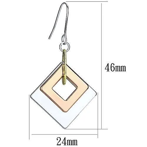 Alamode LO2676 Rhodium Gold Rose Gold Iron Earrings with No Stone Earrings