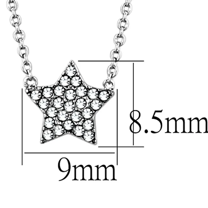 Alamode LO3225 Rhodium Brass Necklace with Top Grade Crystal in Clear Necklaces