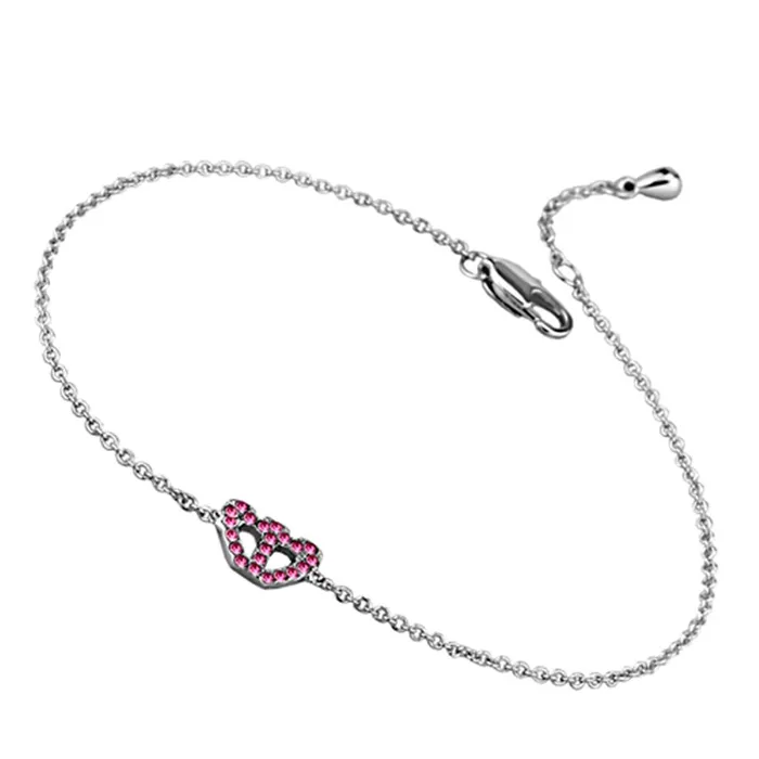 Alamode LO3229 Rhodium Brass Bracelet with Top Grade Crystal in Rose Bracelets Alamode LO3229 Rhodium Brass Bracelet with Top Grade Crystal in Rose Bracelets
