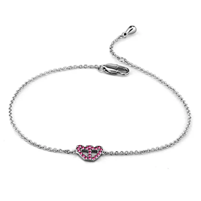 Alamode LO3229 Rhodium Brass Bracelet with Top Grade Crystal in Rose Bracelets