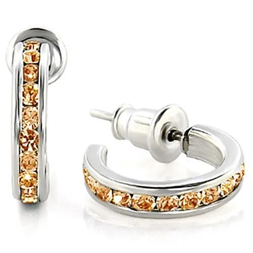 Alamode LOAS1349 HighPolished 925 Sterling Silver Earrings with Top Grade Crystal in Topaz Earrings Alamode LOAS1349 HighPolished 925 Sterling Silver Earrings with Top Grade Crystal in Topaz Earrings