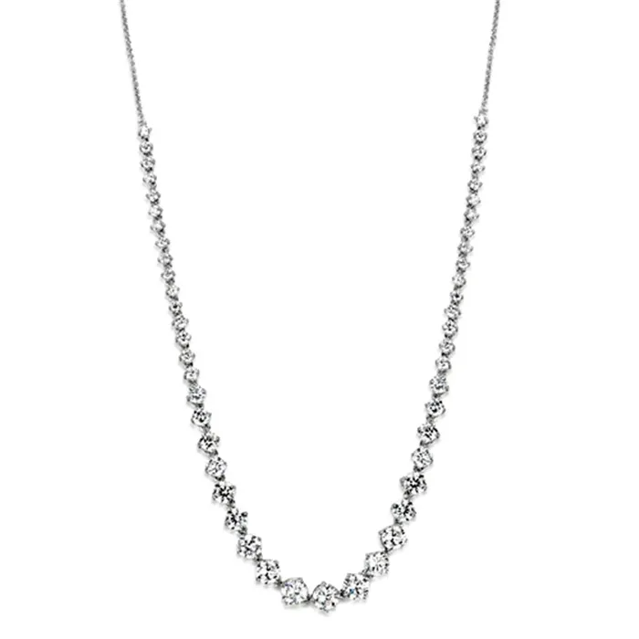 Alamode Necklaces 3W440 Rhodium Brass Necklace with AAA Grade CZ in Clear