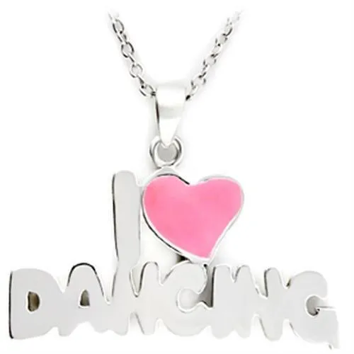 Alamode Necklaces LO221 Silver Brass Pendant with Epoxy in Rose