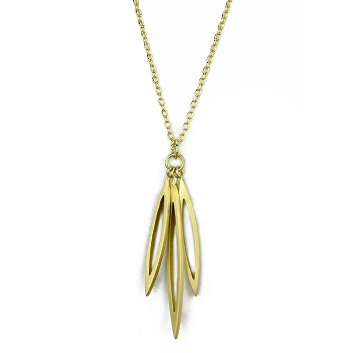 Alamode Necklaces LO3712 Gold Brush Brass Chain Pendant with No Stone