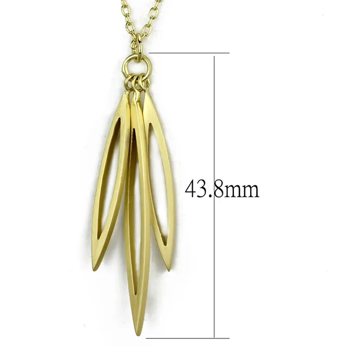 Alamode Necklaces LO3712 Gold Brush Brass Chain Pendant with No Stone
