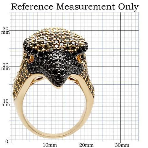 Alamode Rings 1W084 GoldRuthenium Brass Ring with AAA Grade CZ in Multi Color