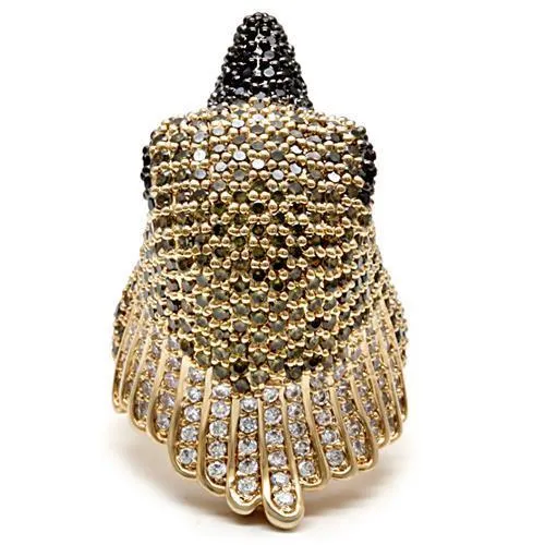 Alamode Rings 1W084 GoldRuthenium Brass Ring with AAA Grade CZ in Multi Color