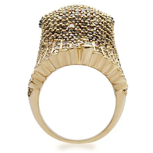 Alamode Rings 1W084 GoldRuthenium Brass Ring with AAA Grade CZ in Multi Color