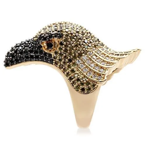 Alamode Rings 1W084 GoldRuthenium Brass Ring with AAA Grade CZ in Multi Color