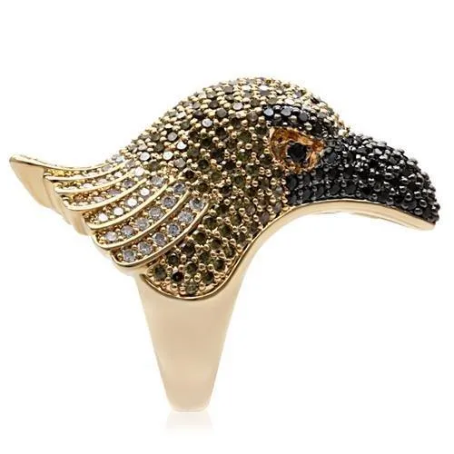 Alamode Rings 1W084 GoldRuthenium Brass Ring with AAA Grade CZ in Multi Color