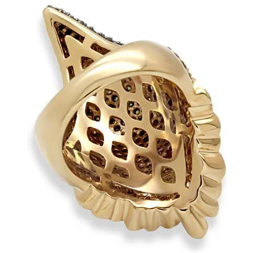 Alamode Rings 1W084 GoldRuthenium Brass Ring with AAA Grade CZ in Multi Color
