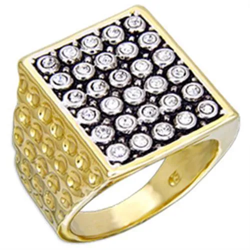 Alamode Rings 2W079 GoldRhodium Brass Ring with Top Grade Crystal in Clear