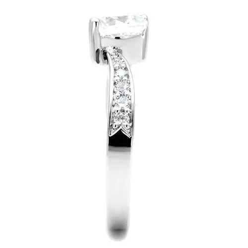 Alamode Rings 3W1337 Rhodium Brass Ring with AAA Grade CZ in Clear