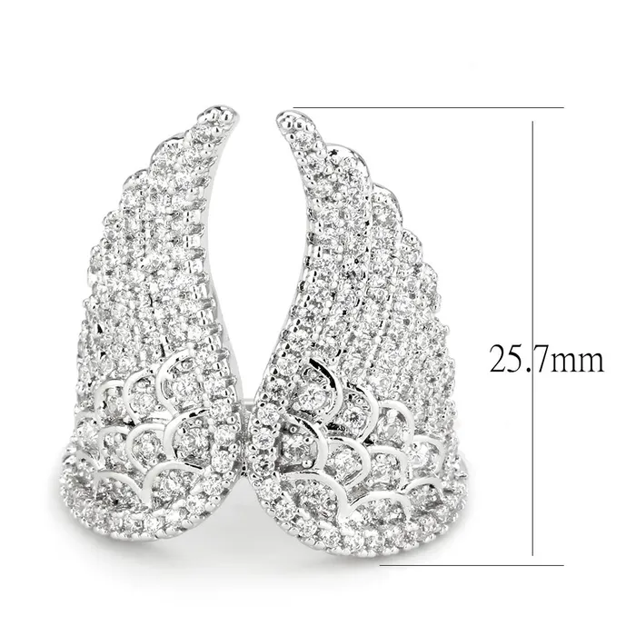Alamode Rings 3W1543 Rhodium Brass Ring with AAA Grade CZ in Clear