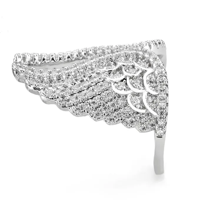 Alamode Rings 3W1543 Rhodium Brass Ring with AAA Grade CZ in Clear