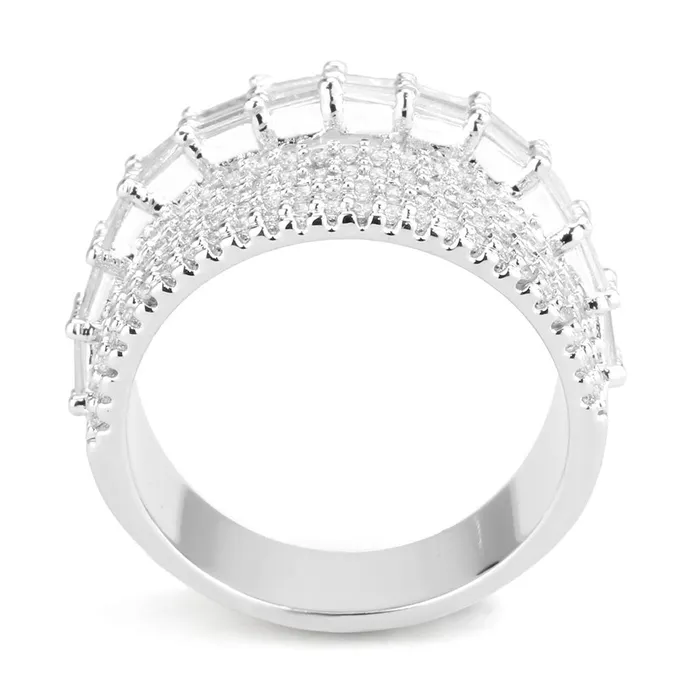 Alamode Rings 3W1545 Rhodium Brass Ring with AAA Grade CZ in Clear