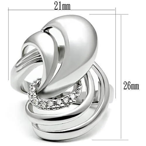 Alamode Rings 3W237 Rhodium Brass Ring with AAA Grade CZ in Clear