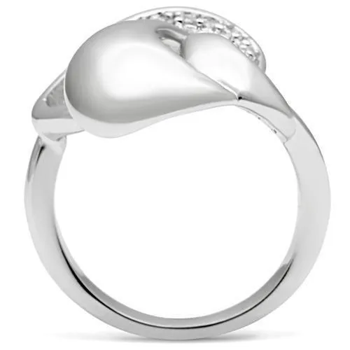 Alamode Rings 3W237 Rhodium Brass Ring with AAA Grade CZ in Clear