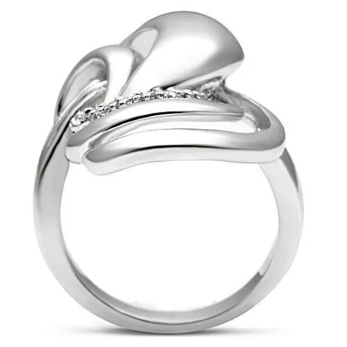 Alamode Rings 3W237 Rhodium Brass Ring with AAA Grade CZ in Clear
