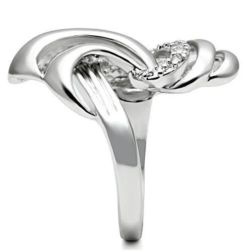 Alamode Rings 3W237 Rhodium Brass Ring with AAA Grade CZ in Clear