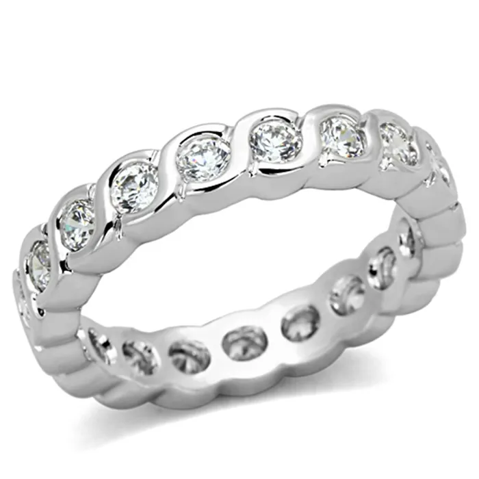 Alamode Rings 3W462 Rhodium Brass Ring with AAA Grade CZ in Clear