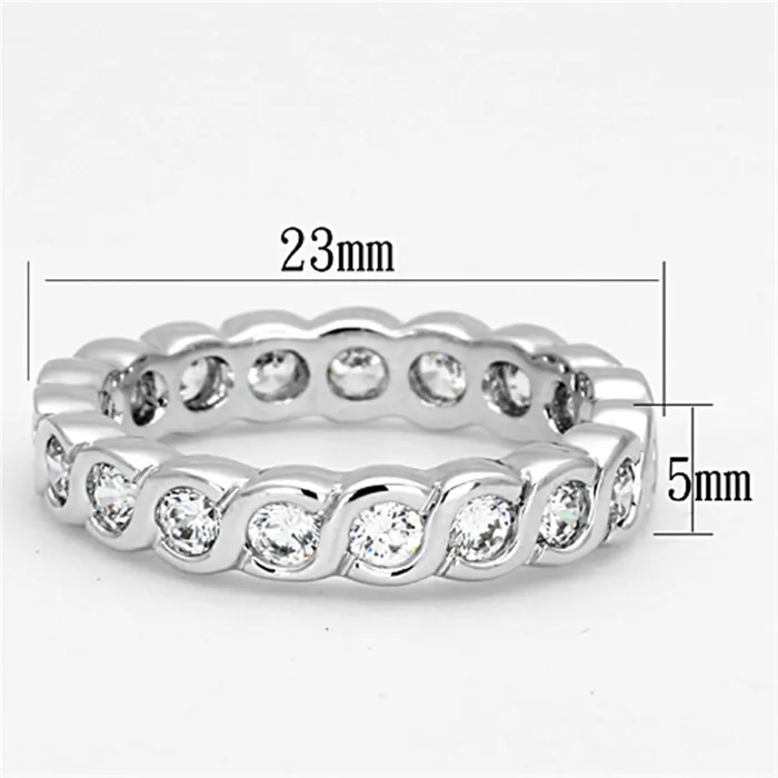 Alamode Rings 3W462 Rhodium Brass Ring with AAA Grade CZ in Clear