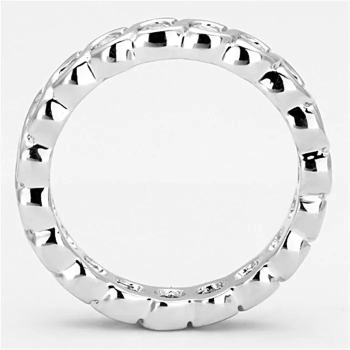 Alamode Rings 3W462 Rhodium Brass Ring with AAA Grade CZ in Clear