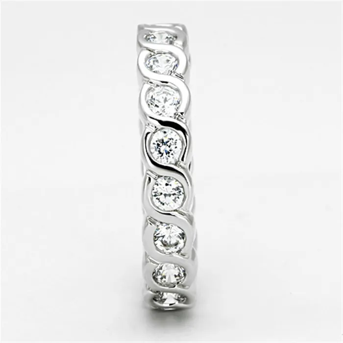 Alamode Rings 3W462 Rhodium Brass Ring with AAA Grade CZ in Clear