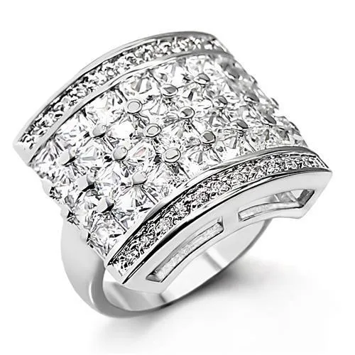 Alamode Rings 7X174 HighPolished 925 Sterling Silver Ring with AAA Grade CZ in Clear Alamode Rings 7X174 HighPolished 925 Sterling Silver Ring with AAA Grade CZ in Clear