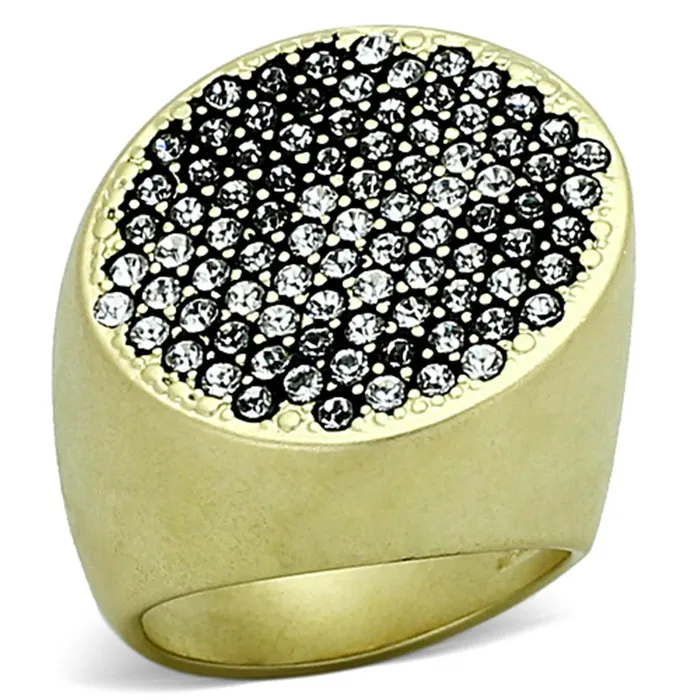 Alamode Rings LOA889 Matte Gold Brass Ring with Top Grade Crystal in Clear