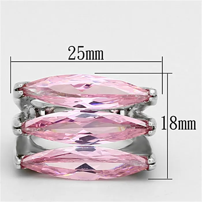 Alamode Rings LOA919 Rhodium Brass Ring with AAA Grade CZ in Rose