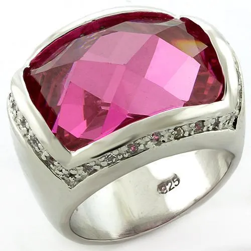 Alamode Rings LOAS818 Rhodium 925 Sterling Silver Ring with AAA Grade CZ in Rose Alamode Rings LOAS818 Rhodium 925 Sterling Silver Ring with AAA Grade CZ in Rose