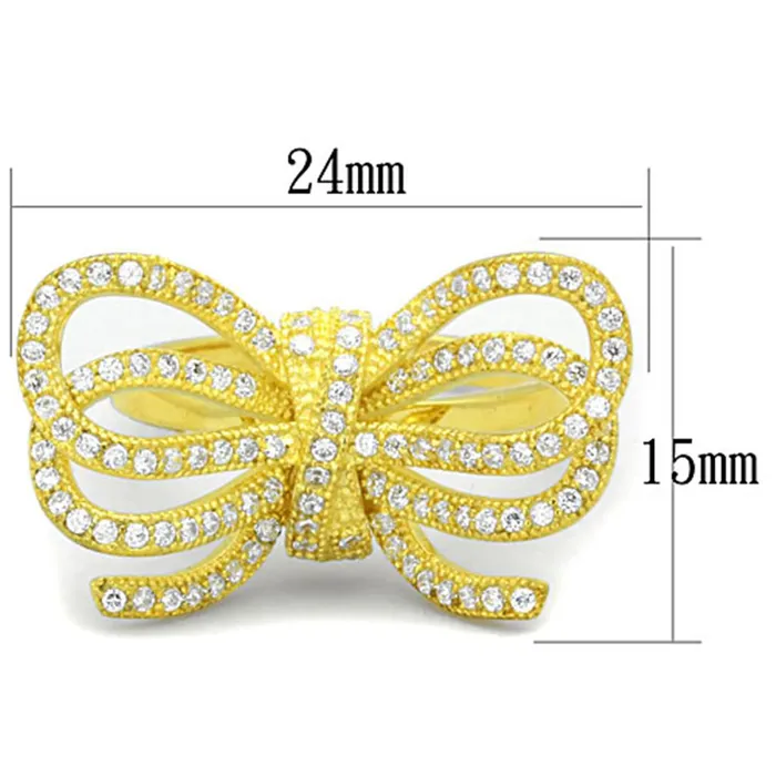 Alamode Rings LOS809 Gold 925 Sterling Silver Ring with AAA Grade CZ in Clear