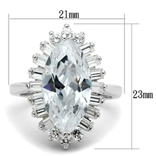 Alamode Rings SS027 Silver 925 Sterling Silver Ring with AAA Grade CZ in Clear