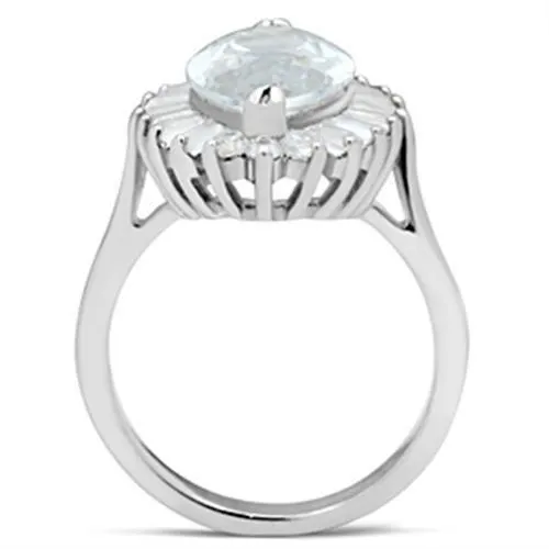 Alamode Rings SS027 Silver 925 Sterling Silver Ring with AAA Grade CZ in Clear