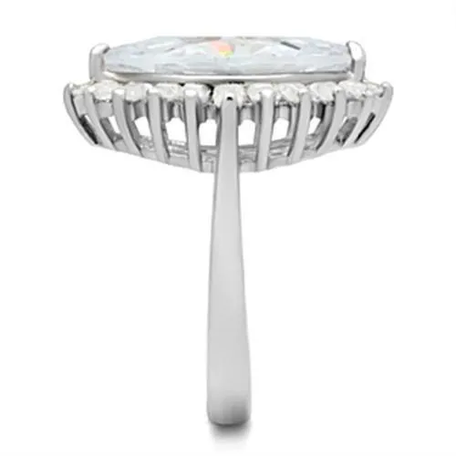 Alamode Rings SS027 Silver 925 Sterling Silver Ring with AAA Grade CZ in Clear