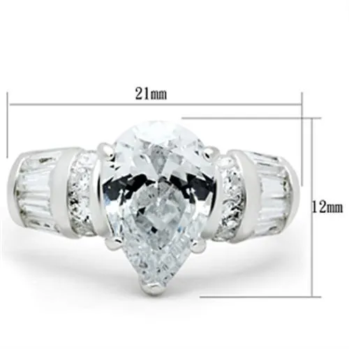 Alamode Rings SS049 Silver 925 Sterling Silver Ring with AAA Grade CZ in Clear