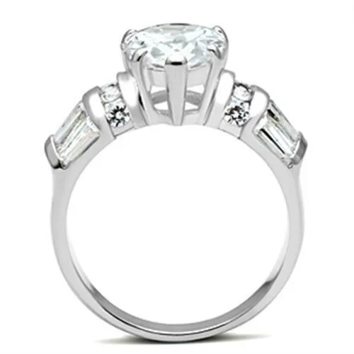 Alamode Rings SS049 Silver 925 Sterling Silver Ring with AAA Grade CZ in Clear
