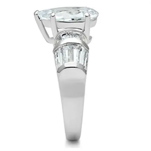 Alamode Rings SS049 Silver 925 Sterling Silver Ring with AAA Grade CZ in Clear