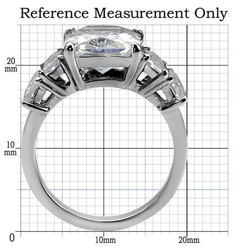 Alamode Rings TK007 High polished no plating Stainless Steel Ring with AAA Grade CZ in Clear