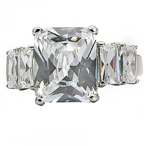 Alamode Rings TK007 High polished no plating Stainless Steel Ring with AAA Grade CZ in Clear